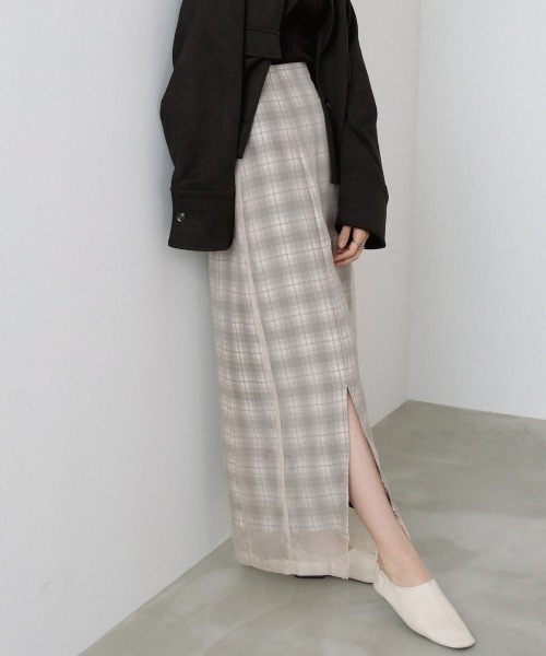 Bab(バブ)の「【S・Mサイズ展開】シアードッキングチェックスカート(スカート・レディース・ダークブラウン/ベージュ・S/M)」の10枚目の写真