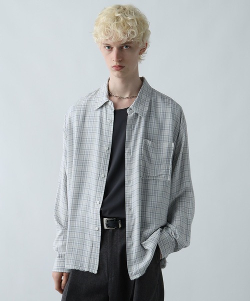 HARE(ハレ)の「カットオフチェックシャツ(HARE)(シャツ/ブラウス・メンズ・パープル/ブルー/ブラック/ホワイト/ブルー系その他・FREE)」の1枚目の写真