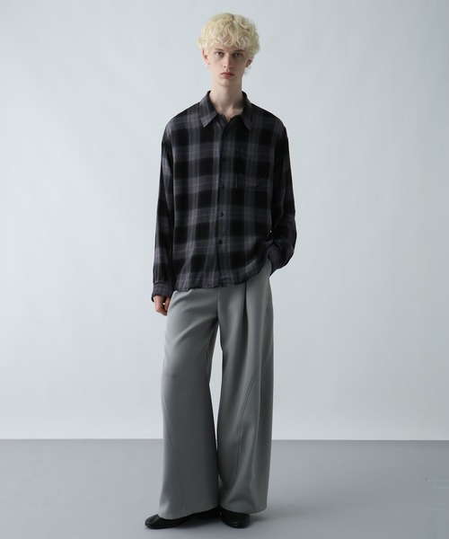 HARE(ハレ)の「カットオフチェックシャツ(HARE)(シャツ/ブラウス・メンズ・パープル/ブルー/ブラック/ホワイト/ブルー系その他・FREE)」の8枚目の写真