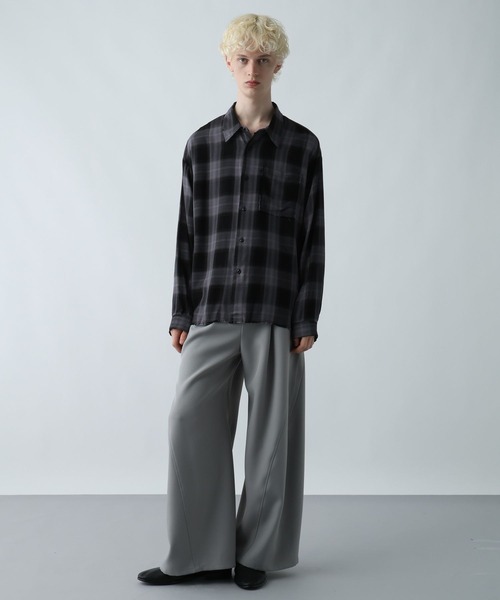 HARE(ハレ)の「カットオフチェックシャツ(HARE)(シャツ/ブラウス・メンズ・パープル/ブルー/ブラック/ホワイト/ブルー系その他・FREE)」の9枚目の写真