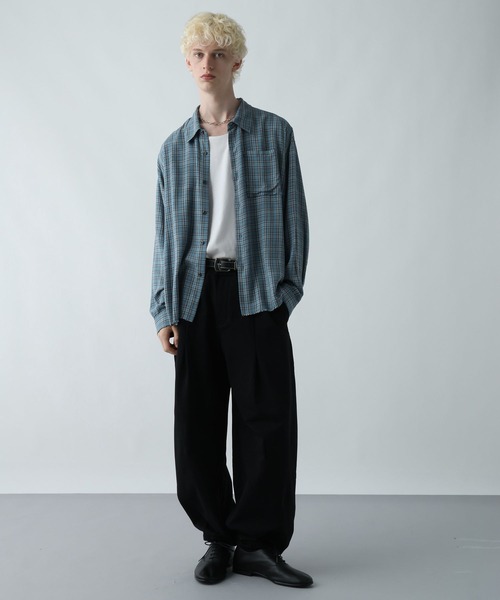 HARE(ハレ)の「カットオフチェックシャツ(HARE)(シャツ/ブラウス・メンズ・パープル/ブルー/ブラック/ホワイト/ブルー系その他・FREE)」の10枚目の写真