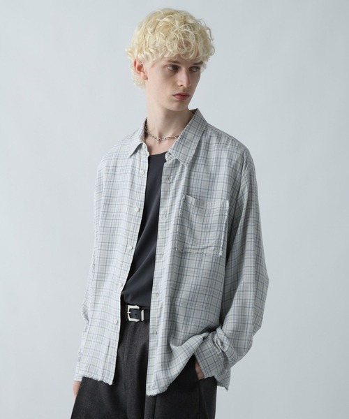 HARE(ハレ)の「カットオフチェックシャツ(HARE)(シャツ/ブラウス・メンズ・パープル/ブルー/ブラック/ホワイト/ブルー系その他・FREE)」の13枚目の写真