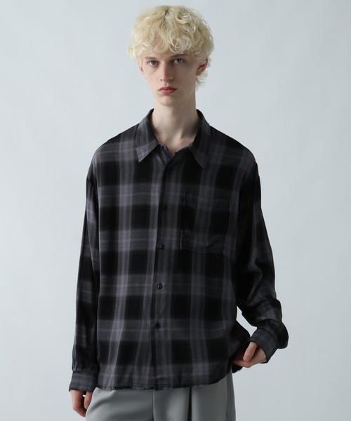 HARE(ハレ)の「カットオフチェックシャツ(HARE)(シャツ/ブラウス・メンズ・パープル/ブルー/ブラック/ホワイト/ブルー系その他・FREE)」の14枚目の写真