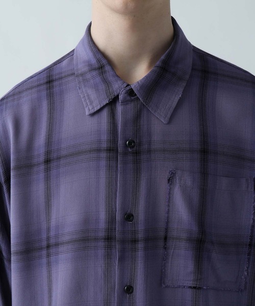 HARE(ハレ)の「カットオフチェックシャツ(HARE)(シャツ/ブラウス・メンズ・パープル/ブルー/ブラック/ホワイト/ブルー系その他・FREE)」の21枚目の写真