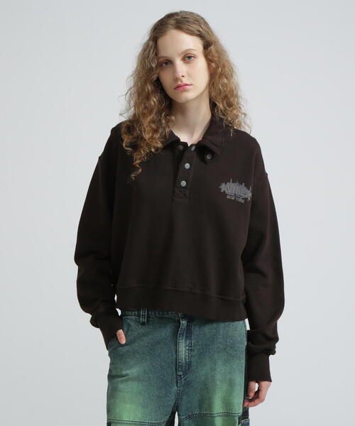 AVIREX(アヴィレックス)の「HALF BUTTON VINTAGE SWEAT/ハーフボタンヴィンテージスウェット(スウェット・レディース・グレー/チャコールグレー・M/S)」の2枚目の写真