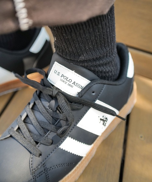 U.S. POLO ASSN.（ユーエスポロアッスン）の「【U.S.POLO ASSN./ユーエスポロアッスン】【最旬フットボールデザイン】ローカットスニーカー 上質PUレザー ガムソール（スニーカー・メンズ・ホワイト/ブラック/ベージュ・26.5cm/25.5cm/26cm/25cm/27cm）」の17枚目の写真
