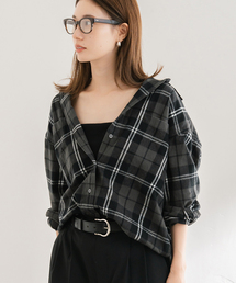 Spick and Span レースチェックシャツ　ブラック Spick＆Span ブラウス シャツ 「WEB限定追加」コットンボイル