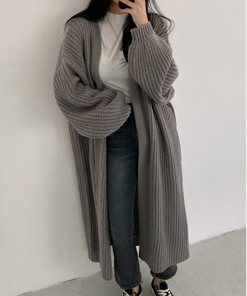 NEW GENTLEMAN（ニュージェントルマン）の「フリージア ルーズロングカーディガン/ガウン（カーディガン/ボレロ・レディース・ブラック/ベージュ/グレー・FREE）」の3枚目の写真