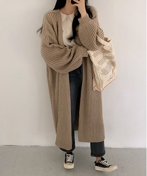 NEW GENTLEMAN（ニュージェントルマン）の「フリージア ルーズロングカーディガン/ガウン（カーディガン/ボレロ・レディース・ブラック/ベージュ/グレー・FREE）」の5枚目の写真