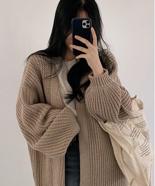 NEW GENTLEMAN（ニュージェントルマン）の「フリージア ルーズロングカーディガン/ガウン（カーディガン/ボレロ・レディース・ブラック/ベージュ/グレー・FREE）」の9枚目の写真