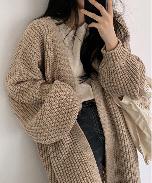 NEW GENTLEMAN（ニュージェントルマン）の「フリージア ルーズロングカーディガン/ガウン（カーディガン/ボレロ・レディース・ブラック/ベージュ/グレー・FREE）」の11枚目の写真