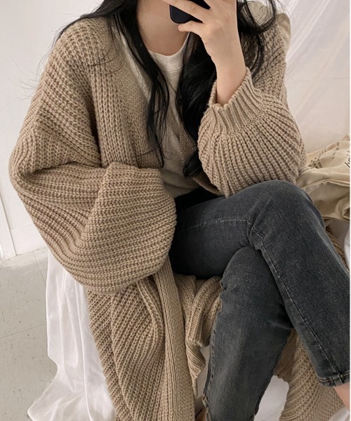 NEW GENTLEMAN（ニュージェントルマン）の「フリージア ルーズロングカーディガン/ガウン（カーディガン/ボレロ・レディース・ブラック/ベージュ/グレー・FREE）」の14枚目の写真