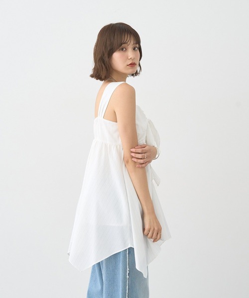 earth music&ecology(アースミュージックアンドエコロジー)の「リボンイレヘムチュニック(チュニック・レディース・ピンク/オフホワイト/サックスブルー・FREE)」の20枚目の写真