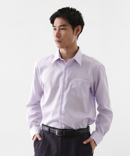 THE SHOP TK （ザ ショップ ティーケー ）の「ドレスヘリンボーンシャツ（ビジネスシャツ・メンズ・オフホワイト/パープル・01/02/03/04）」の2枚目の写真