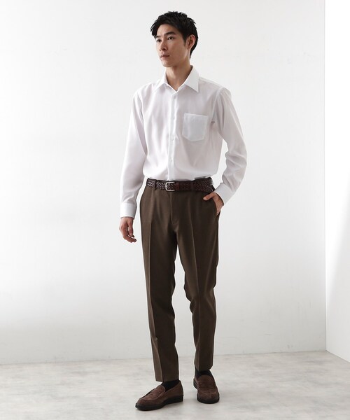 THE SHOP TK （ザ ショップ ティーケー ）の「ドレスヘリンボーンシャツ（ビジネスシャツ・メンズ・オフホワイト/パープル・01/02/03/04）」の5枚目の写真