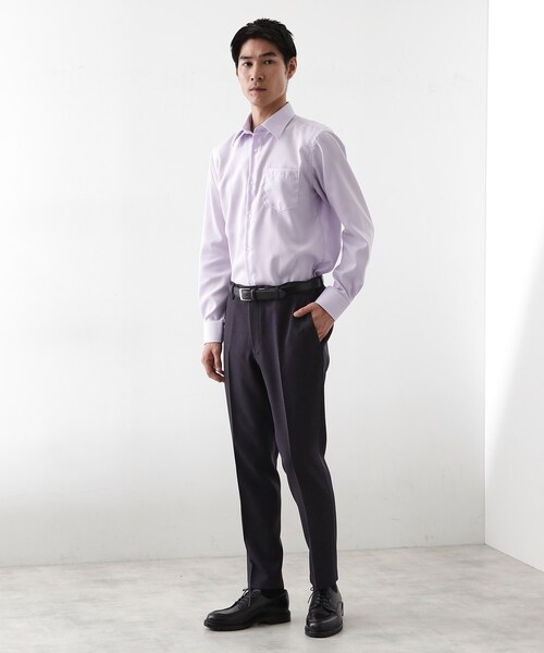 THE SHOP TK （ザ ショップ ティーケー ）の「ドレスヘリンボーンシャツ（ビジネスシャツ・メンズ・オフホワイト/パープル・01/02/03/04）」の8枚目の写真