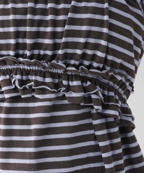 RAGEBLUE（レイジブルー）の「フリルビスチェセット/ウエストタックルーズボーダープルオーバー（Tシャツ/カットソー・レディース・グレー/ダークグレー・FREE）」の15枚目の写真