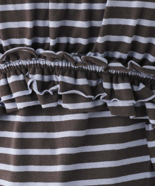 RAGEBLUE（レイジブルー）の「フリルビスチェセット/ウエストタックルーズボーダープルオーバー（Tシャツ/カットソー・レディース・グレー/ダークグレー・FREE）」の19枚目の写真