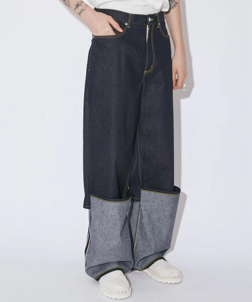 beautiful people（ビューティフルピープル）の「beautiful people/ビューティフルピープル/selvedge denim flip hem pants（デニムパンツ・レディース・その他4・42/38）」の3枚目の写真