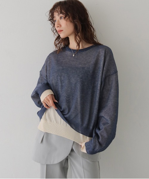 CLEIO(クレイオ)の「【CLEIO】シアーレイヤードプルオーバー SHEER LAYERED PULLOVER/986-14603(ニット/セーター・レディース・アイボリー/グレー/ネイビー・FREE)」の1枚目の写真
