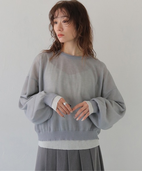 CLEIO(クレイオ)の「【CLEIO】シアーレイヤードプルオーバー SHEER LAYERED PULLOVER/986-14603(ニット/セーター・レディース・アイボリー/グレー/ネイビー・FREE)」の3枚目の写真