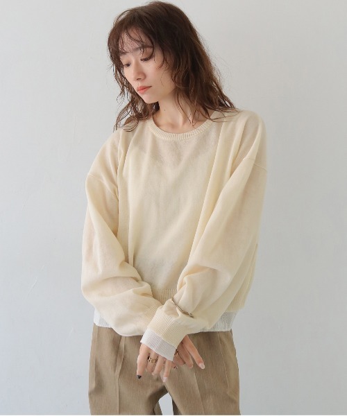 CLEIO(クレイオ)の「【CLEIO】シアーレイヤードプルオーバー SHEER LAYERED PULLOVER/986-14603(ニット/セーター・レディース・アイボリー/グレー/ネイビー・FREE)」の2枚目の写真
