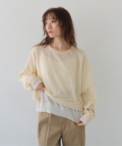 CLEIO(クレイオ)の「【CLEIO】シアーレイヤードプルオーバー SHEER LAYERED PULLOVER/986-14603(ニット/セーター・レディース・アイボリー/グレー/ネイビー・FREE)」の4枚目の写真
