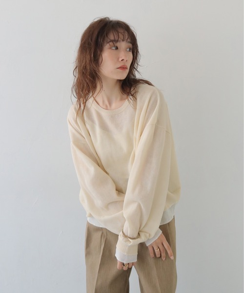 CLEIO(クレイオ)の「【CLEIO】シアーレイヤードプルオーバー SHEER LAYERED PULLOVER/986-14603(ニット/セーター・レディース・アイボリー/グレー/ネイビー・FREE)」の5枚目の写真