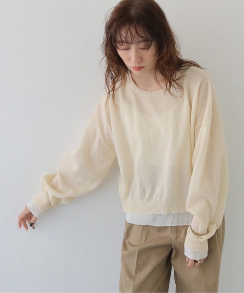 CLEIO(クレイオ)の「【CLEIO】シアーレイヤードプルオーバー SHEER LAYERED PULLOVER/986-14603(ニット/セーター・レディース・アイボリー/グレー/ネイビー・FREE)」の6枚目の写真