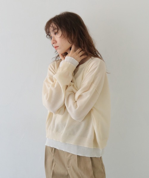 CLEIO(クレイオ)の「【CLEIO】シアーレイヤードプルオーバー SHEER LAYERED PULLOVER/986-14603(ニット/セーター・レディース・アイボリー/グレー/ネイビー・FREE)」の7枚目の写真