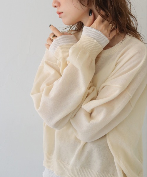 CLEIO(クレイオ)の「【CLEIO】シアーレイヤードプルオーバー SHEER LAYERED PULLOVER/986-14603(ニット/セーター・レディース・アイボリー/グレー/ネイビー・FREE)」の15枚目の写真