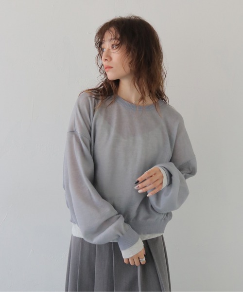 CLEIO(クレイオ)の「【CLEIO】シアーレイヤードプルオーバー SHEER LAYERED PULLOVER/986-14603(ニット/セーター・レディース・アイボリー/グレー/ネイビー・FREE)」の16枚目の写真