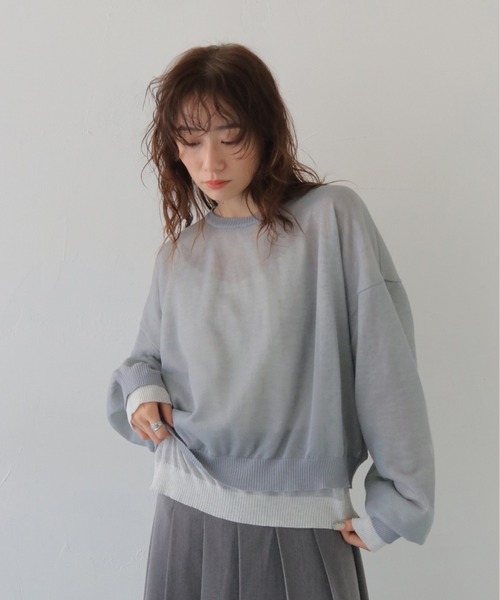 CLEIO(クレイオ)の「【CLEIO】シアーレイヤードプルオーバー SHEER LAYERED PULLOVER/986-14603(ニット/セーター・レディース・アイボリー/グレー/ネイビー・FREE)」の17枚目の写真