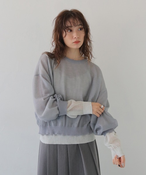 CLEIO(クレイオ)の「【CLEIO】シアーレイヤードプルオーバー SHEER LAYERED PULLOVER/986-14603(ニット/セーター・レディース・アイボリー/グレー/ネイビー・FREE)」の18枚目の写真