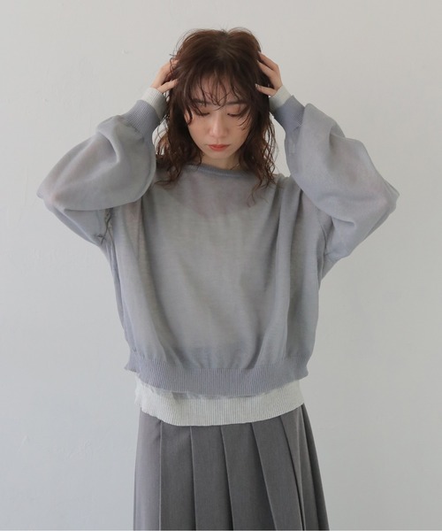 CLEIO(クレイオ)の「【CLEIO】シアーレイヤードプルオーバー SHEER LAYERED PULLOVER/986-14603(ニット/セーター・レディース・アイボリー/グレー/ネイビー・FREE)」の19枚目の写真