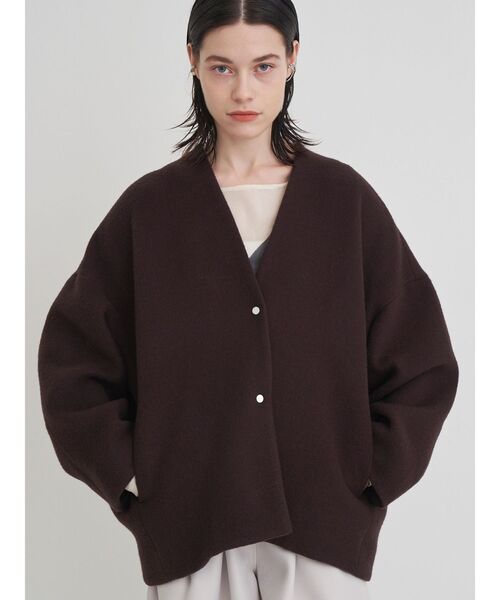 フォルムショートウールコート（ノーカラージャケット）｜ELENDEEK