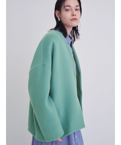 フォルムショートウールコート（ノーカラージャケット）｜ELENDEEK