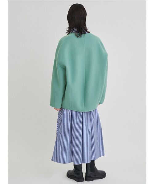セール】フォルムショートウールコート（ノーカラージャケット