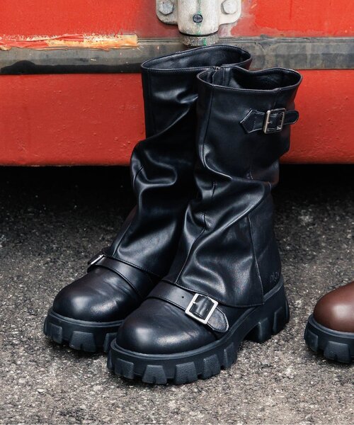 algy(アルジー)の「ルーズカバーデザインエンジニアブーツ(ブーツ・キッズ・ブラウン/ブラック・24/23/23.5/22.5)」の1枚目の写真