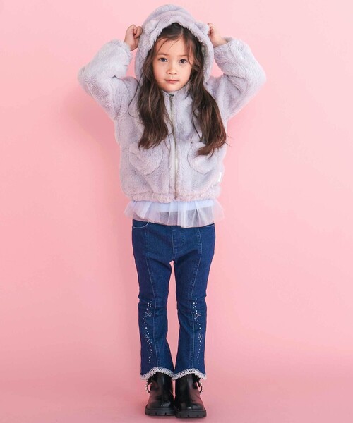 SLAP SLIP（スラップスリップ）の「キラキラプリント裾レースデニムツイルパンツ(90~130cm)（デニムパンツ・キッズ・ネイビー/パープル・110cm/120cm/90cm/100cm/130cm）」の20枚目の写真