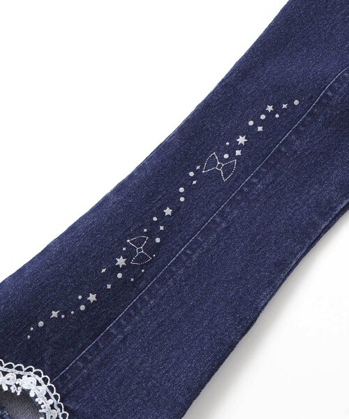 SLAP SLIP（スラップスリップ）の「キラキラプリント裾レースデニムツイルパンツ(90~130cm)（デニムパンツ・キッズ・ネイビー/パープル・110cm/120cm/90cm/100cm/130cm）」の18枚目の写真