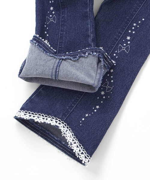 SLAP SLIP（スラップスリップ）の「キラキラプリント裾レースデニムツイルパンツ(90~130cm)（デニムパンツ・キッズ・ネイビー/パープル・110cm/120cm/90cm/100cm/130cm）」の12枚目の写真