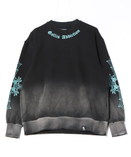 GALLIS ADDICTION(ガリスアディクション)の「GA GRADATION加工 CROSS CREW(スウェット・メンズ・ターコイズブルー/ブラック・M/L)」の5枚目の写真