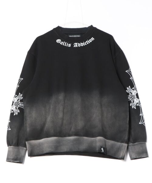 GALLIS ADDICTION(ガリスアディクション)の「GA GRADATION加工 CROSS CREW(スウェット・メンズ・ターコイズブルー/ブラック・M/L)」の3枚目の写真