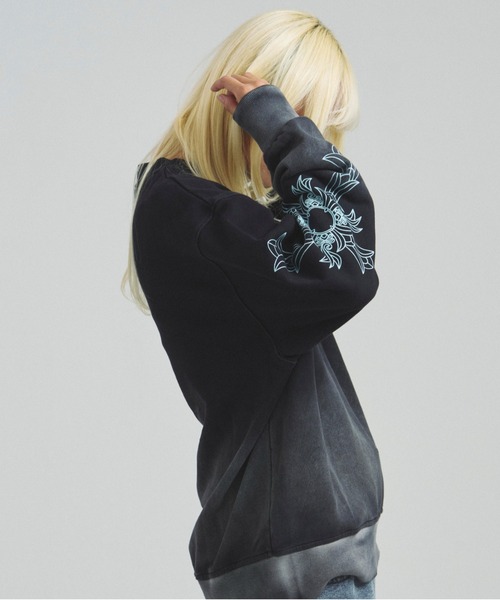 GALLIS ADDICTION(ガリスアディクション)の「GA GRADATION加工 CROSS CREW(スウェット・メンズ・ターコイズブルー/ブラック・M/L)」の15枚目の写真