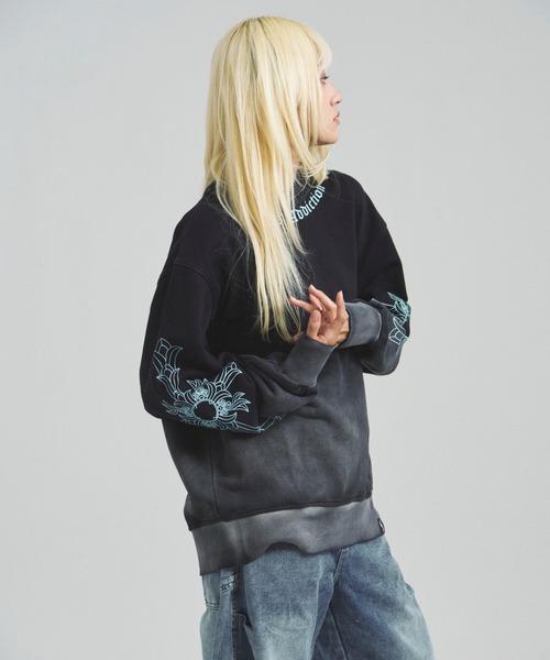 GALLIS ADDICTION(ガリスアディクション)の「GA GRADATION加工 CROSS CREW(スウェット・メンズ・ターコイズブルー/ブラック・M/L)」の16枚目の写真