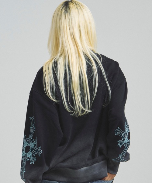 GALLIS ADDICTION(ガリスアディクション)の「GA GRADATION加工 CROSS CREW(スウェット・メンズ・ターコイズブルー/ブラック・M/L)」の18枚目の写真