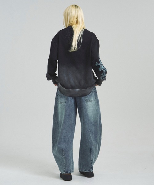 GALLIS ADDICTION(ガリスアディクション)の「GA GRADATION加工 CROSS CREW(スウェット・メンズ・ターコイズブルー/ブラック・M/L)」の14枚目の写真