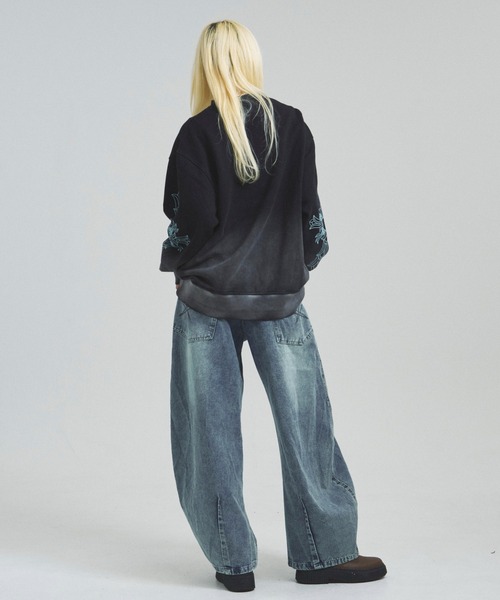 GALLIS ADDICTION(ガリスアディクション)の「GA GRADATION加工 CROSS CREW(スウェット・メンズ・ターコイズブルー/ブラック・M/L)」の7枚目の写真