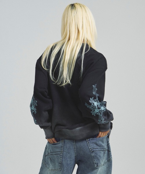 GALLIS ADDICTION(ガリスアディクション)の「GA GRADATION加工 CROSS CREW(スウェット・メンズ・ターコイズブルー/ブラック・M/L)」の19枚目の写真